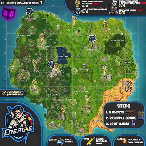 Cheat Sheet Map For Fortnite Battle Royale Season Week Challenges