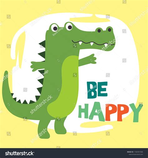 Cute Cartoon Doodle Crocodile Vector Illustration Stock Vector Royalty Free 1182957346