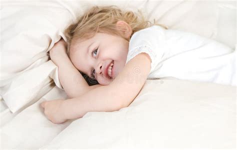 Adorable Little Girl Resting In The Bed Stock Image Image Of Morning