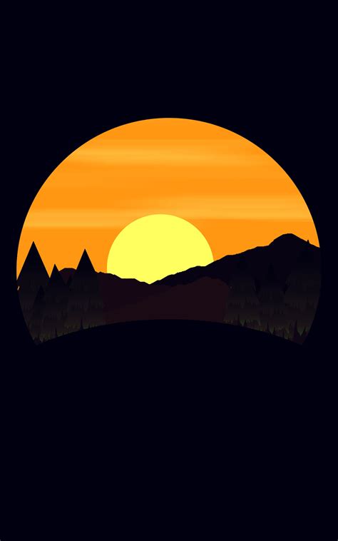 Online Crop Mountain And Sun Artwork Simple Background Digital Art