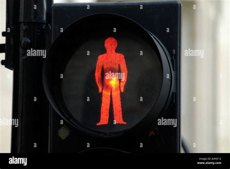 Red Man Stop Dont Walk Traffic Light Sign London England Britain Uk