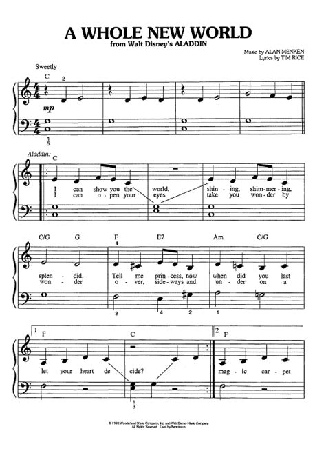 Get free printable sheet music. A Whole New World (Big Note) | Clarinet sheet music, Trumpet sheet music, Piano sheet music free