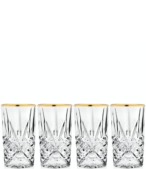 Godinger Dublin 4 Piece Handcrafted Gold Rimmed Crystal Highball Glass Set Dillard S