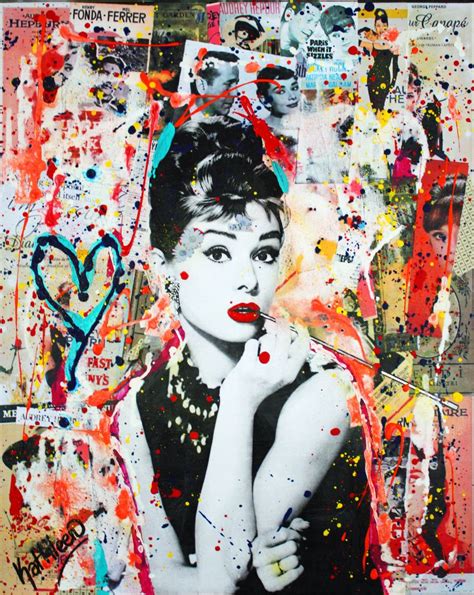 Audrey Hepburn People Original Mixed Media Acrylic Art Paintings