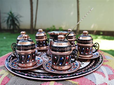 Copper Turkish Coffee Set For Six