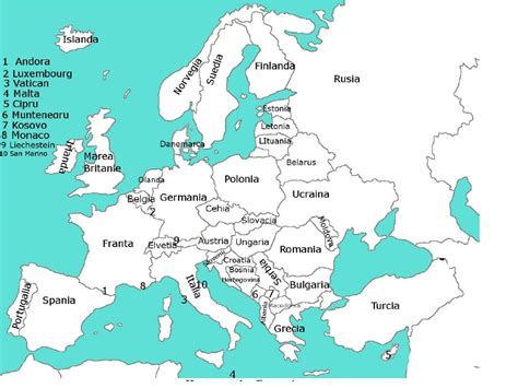 Teritorii înstrăinate în favoarea altor state și teritorii sub administrare comună: Harta muta a Europei