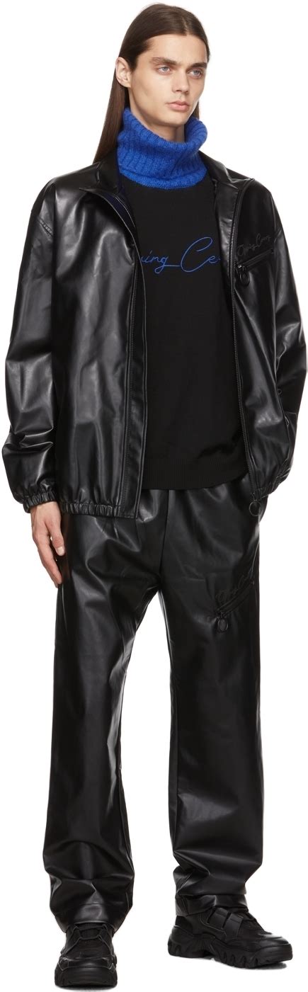 Opening Ceremony Black Faux Leather Track Jacket 480 Ssense Lookastic