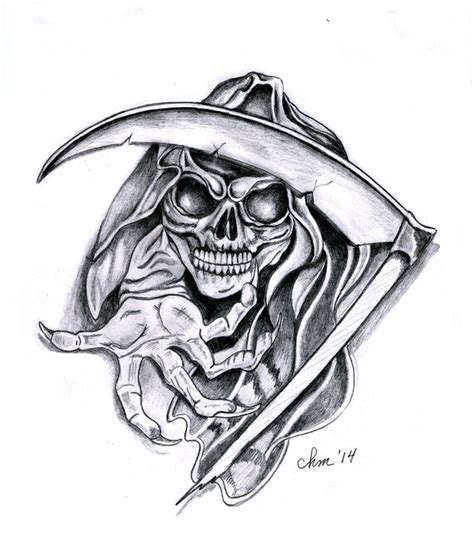 Grim Reaper Tattoo Flash Includes Line Drawing By Neotartandtattoo