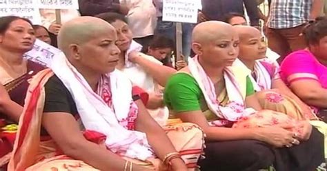 In Assam Women Shave Their Heads In Protest Against Government