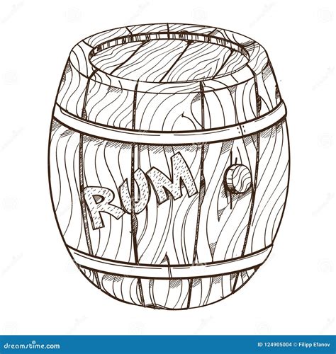 Wooden Barrel Of Rum Illustration On The Pirate Theme Stock