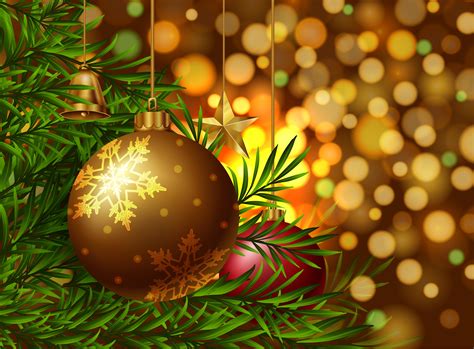 Christmas Theme Background With Ornaments On The Tree 591146 Vector Art