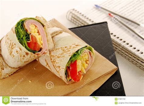 School Lunch Ham And Cheese Wrap Sandwich With Lunch Bag