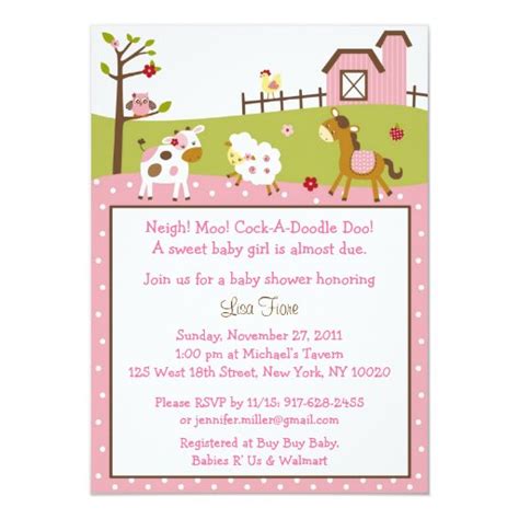 Free Printable Farm Animal Baby Shower Invitations