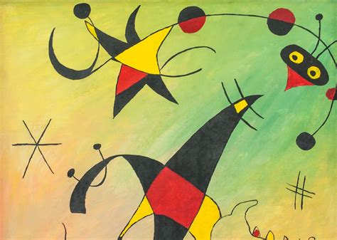 Joan Miro Spanish Surrealist Oil On Canvas
