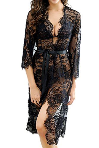 611536839080 Upc Womens Sexy Lace Long Robe Lingerie Set4 Pieces