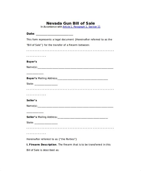 Free 8 Sample Gun Bill Of Sale Templates In Pdf Ms Word
