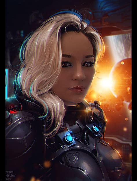 Space Girl Commission By Nikulina Helena On Deviantart Space Girl Digital Portrait