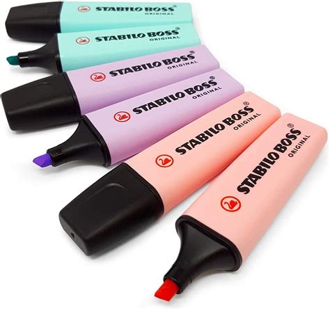 Stabilo Boss Original Pastel Highlighter Pens Markers Set Of 6 Pink