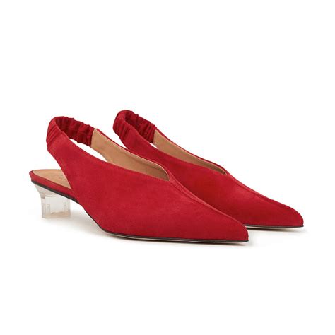 Claudette Red Suede Slingback Heels Womens Designer Shoes Ashley Lim