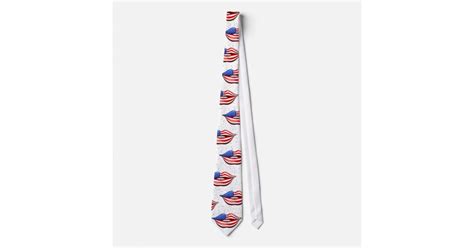 Usa Flag Lipstick On Smiling Lips Tie Zazzle