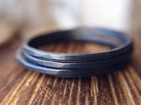 Skinny Rings Oxidized Silver Stackable Rings By Lovegem Studio