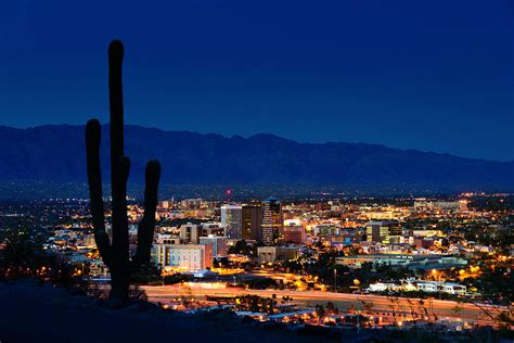 Tucson Arizona At Night Framed By Photograph By Dszc