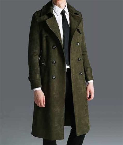 Mens Double Breasted Green Military Overcoat Jackets Creator