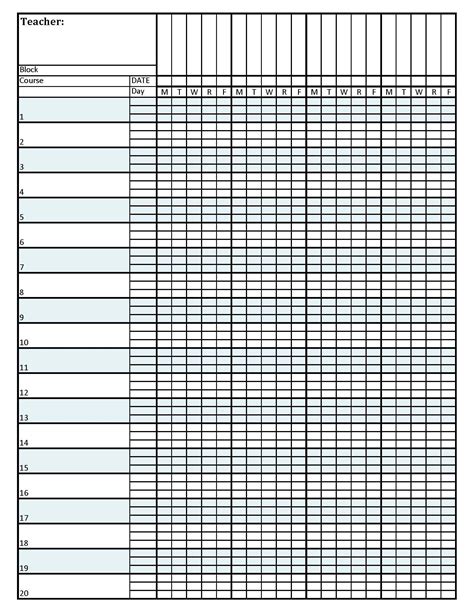 Free Printable Attendance Forms For Teachers Free Printable