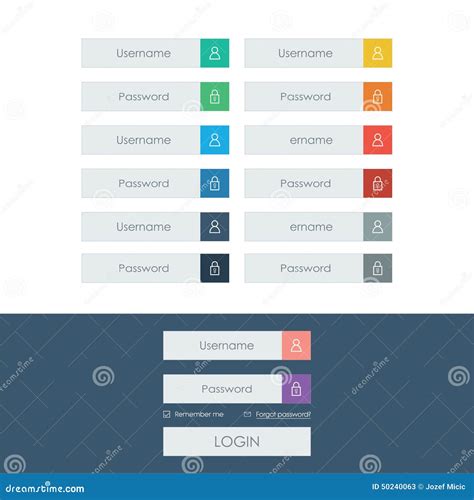 Set Of Login Form Line Icons In Modern Flat Design Stock Vector