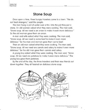 Reading fluency goes beyond reading words on a page and entails truly understanding and engaging with stories and texts. Stone Soup (Paired Texts): Reading Homework | Printable ...