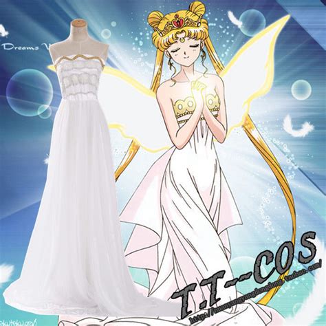 Anime Sailor Moon Cosplay Costume Party Long White Wedding Dress S Xl