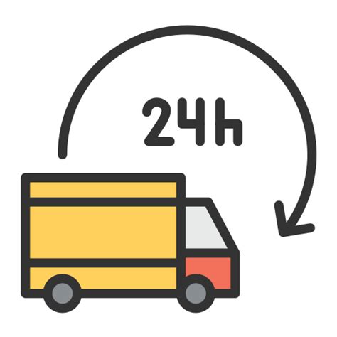 24 Hours Delivery Free Transportation Icons
