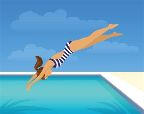 Woman Jumping Into Pool Illustrations Royalty Free Vector Graphics