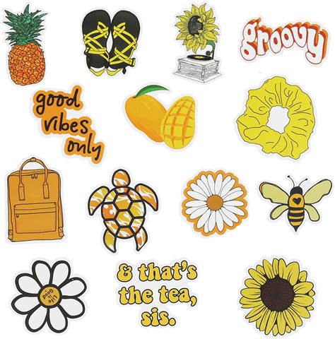Yellow Aesthetic Sticker 23 Pack Large 3 X 3 Big Moods Yellow Vintage