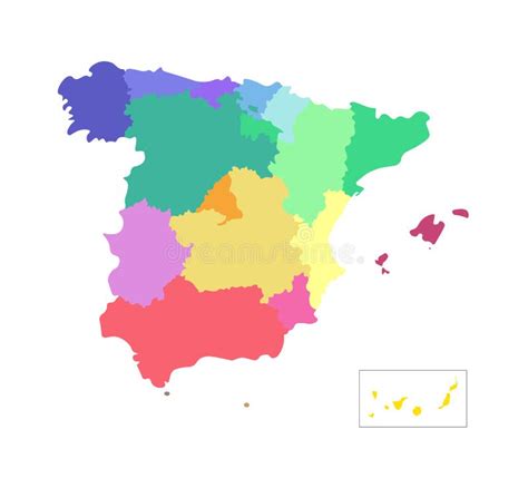 Ejemplo Aislado Vector Del Mapa Administrativo Simplificado De España R