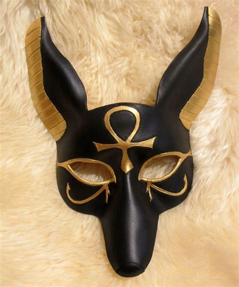 Anubis Mask Egyptian Leather Mask In Jet Black Masquerade Etsy In