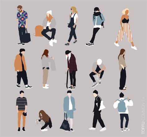 Flat People for Architecture | toffu.co | People illustration, Architecture people, Drawing people