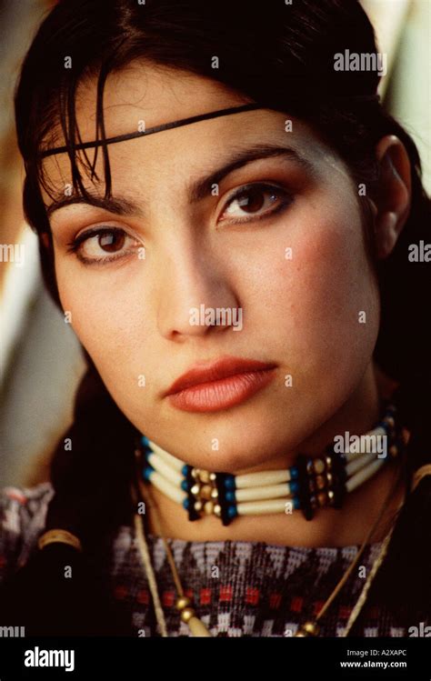 Portrait Of Beautiful Young Woman In Native American Clothes Stock
