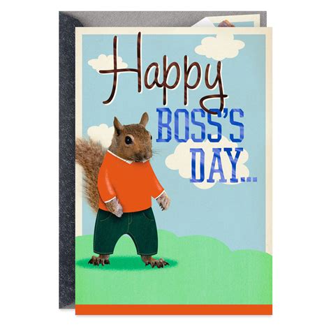 Squirrel And Nuts Funny Pop Up Bosss Day Card From Us Greeting Cards