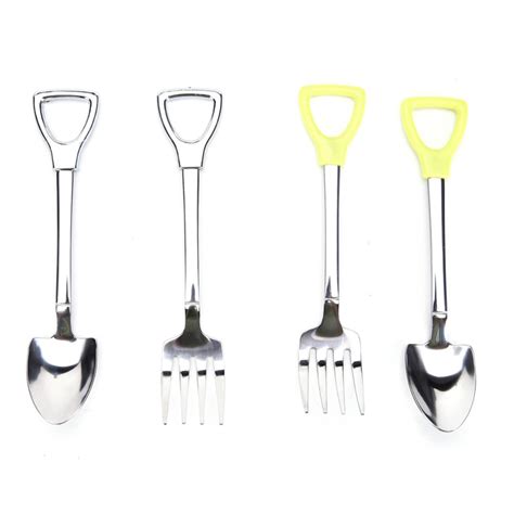 Creative Stainless Steel Long Handle Spoons Fork Coffe Spoon Stirring