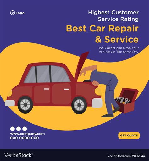 Banner Design Of Best Car Repair And Service Vector Image