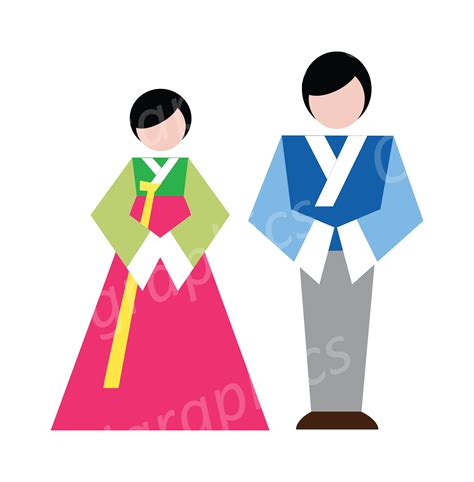 Buy Korean Traditional Hanbok Clipart Clothes Clipart Vector Online In