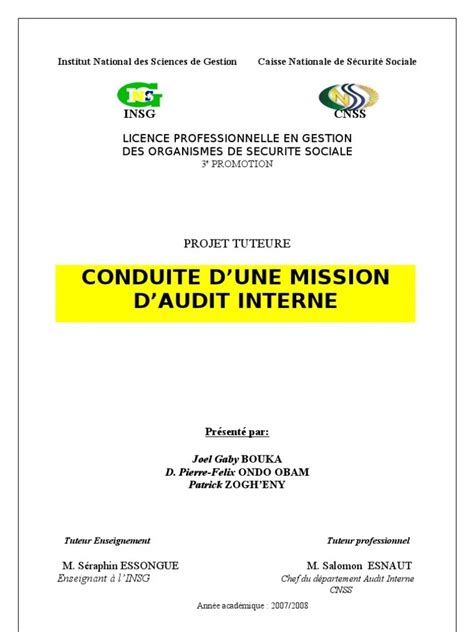 Exemple De Rapport Daudit Interne Dune Entreprise Pdf Financial Report