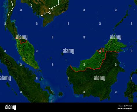 Highlighted Satellite Image Of Malaysia Stock Photo Alamy