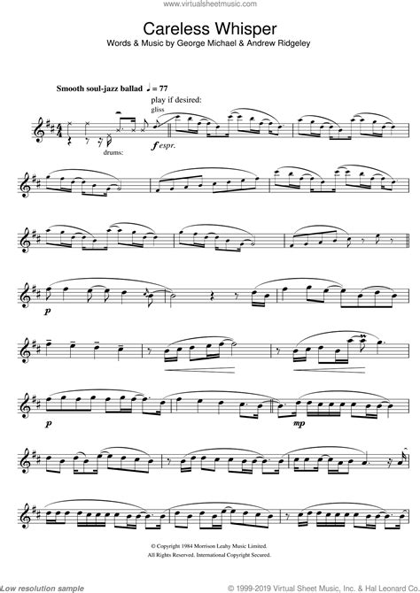 11 thoughts on careless whisper (saxophone sheet music). Michael - Careless Whisper sheet music for alto saxophone solo