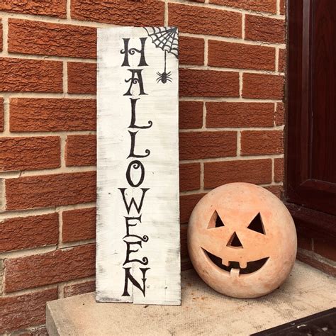 Rustic Vintage Style Halloween Wooden Sign Etsy Uk