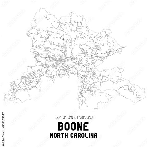Boone North Carolina Us Street Map With Black And White Lines Stock