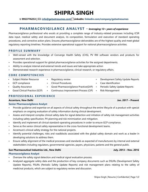 Pharmacovigilance Analyst Resume Examples Template With Job Winning