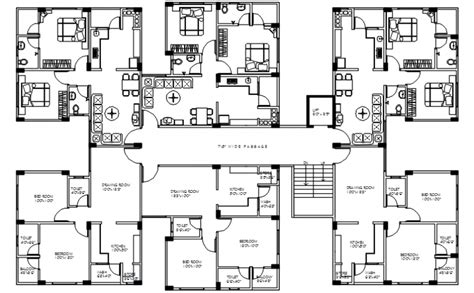 Apartment Building Floor Unit Distribution Plan Cad Drawing Details Dwg