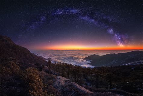 2048x1152 Cloud Landscape Milky Way Nature Night Panorama Sky Starry